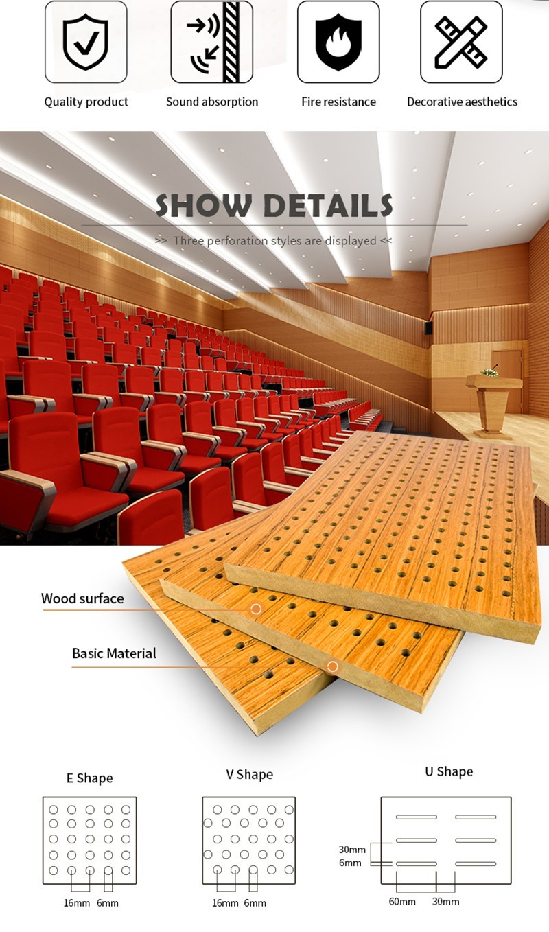 Wooden Wall Acoustic Perforated Board Panels-5