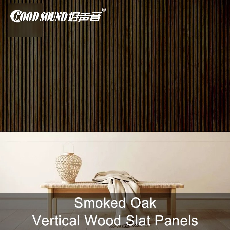 Smoked Oak Vertical Wood Slat Panels-1