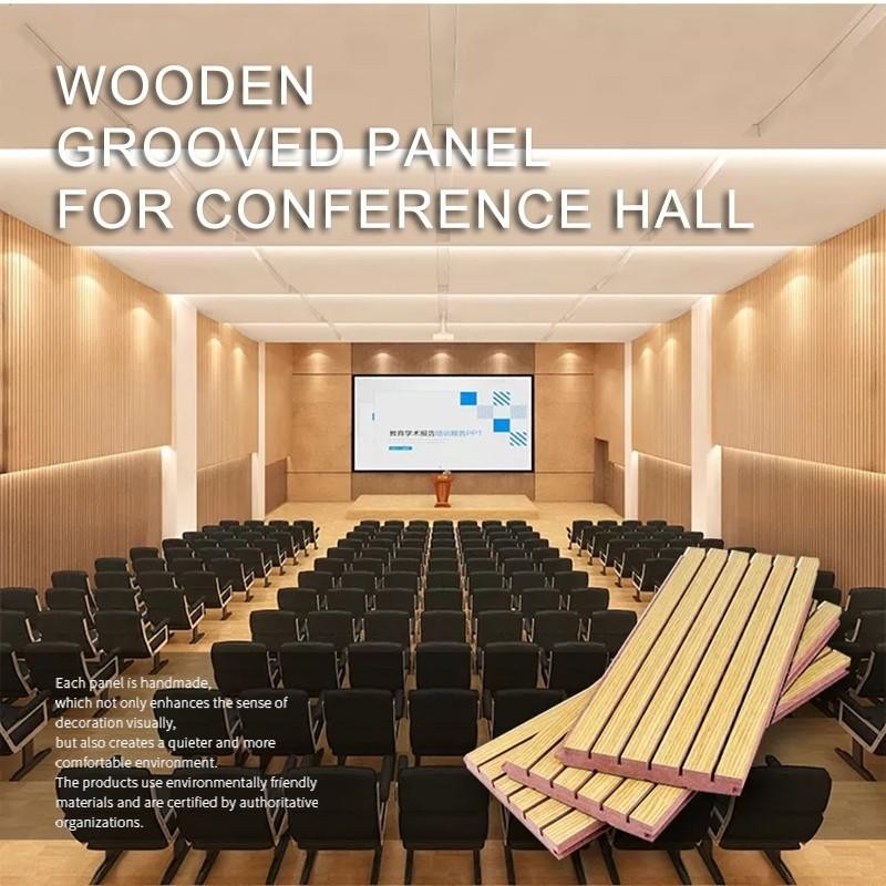 Wooden Grooved Panel For Conference Hall-7