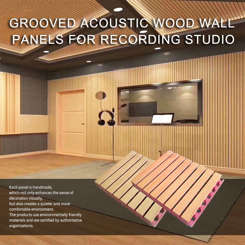 Grooved Acoustic Wood Wall Panels for recording studio-7