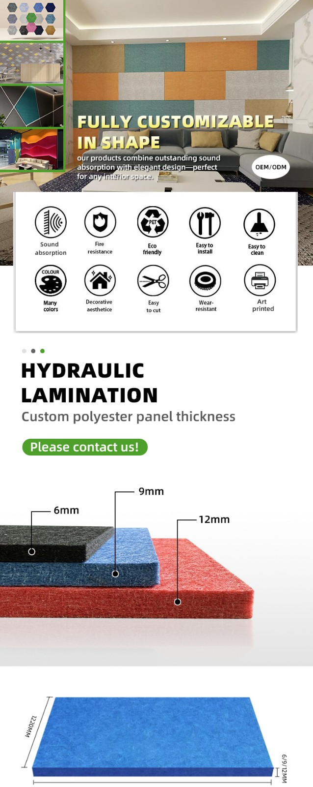 High Density Polyester Acoustic Decorative Wall Panels-3
