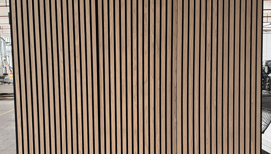 Slatted wooden acoustic panels are absorb unwanted noise